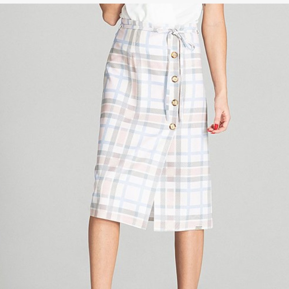 Pastel plaid A-line skirt